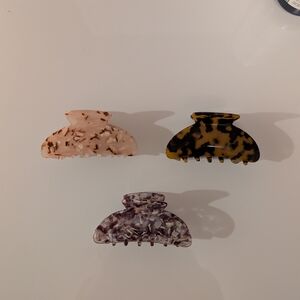 Set of Three Stylish Hair Claw Clips